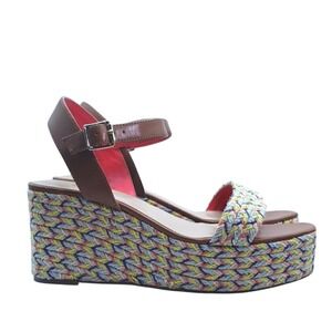Mix NO.6 Cammie Platform Sandals‎ Cognac Pastel Multicolor Jute Size 9 EUC